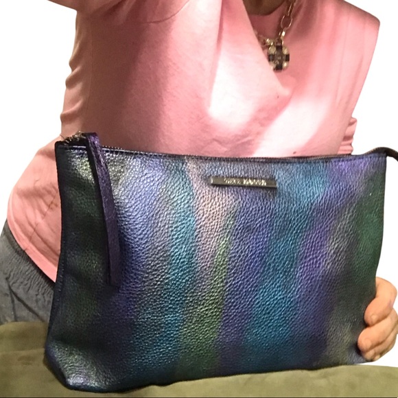 Steve Madden Metallic Rainbow Multi Colored Leather Clutch - Picture 15 of 16